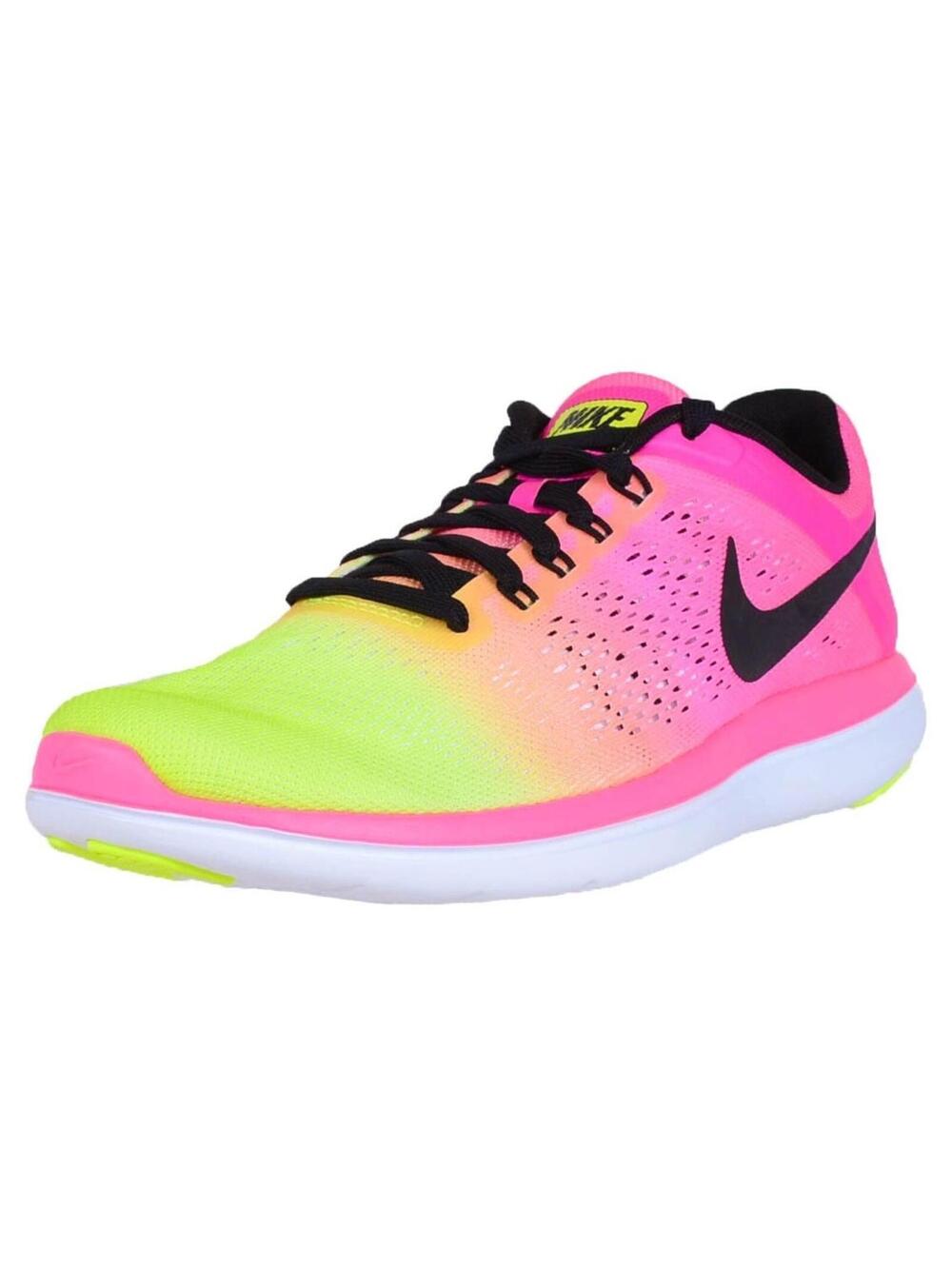 Nike Men's Flex 2016 Rn Oc Sneakers Mesh Pink Yellow Shoe 844737 999 Size 12 NEW
